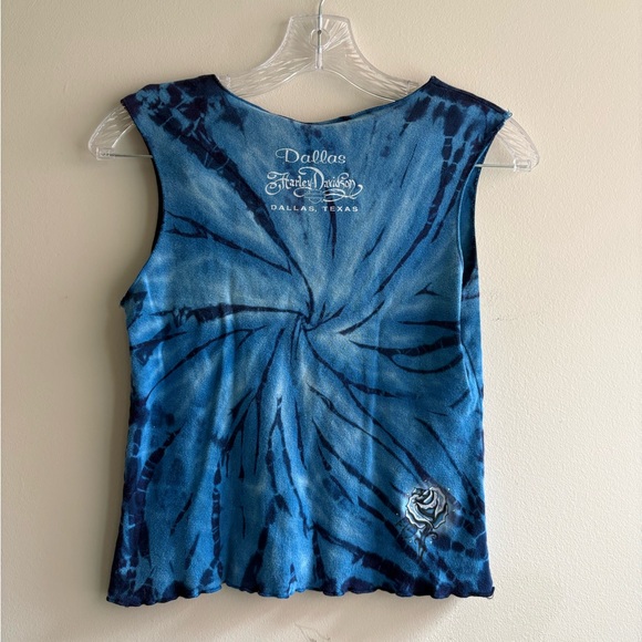 Harley-Davidson Blue Tie-Dye Rose Graphic Tank - Picture 2 of 7